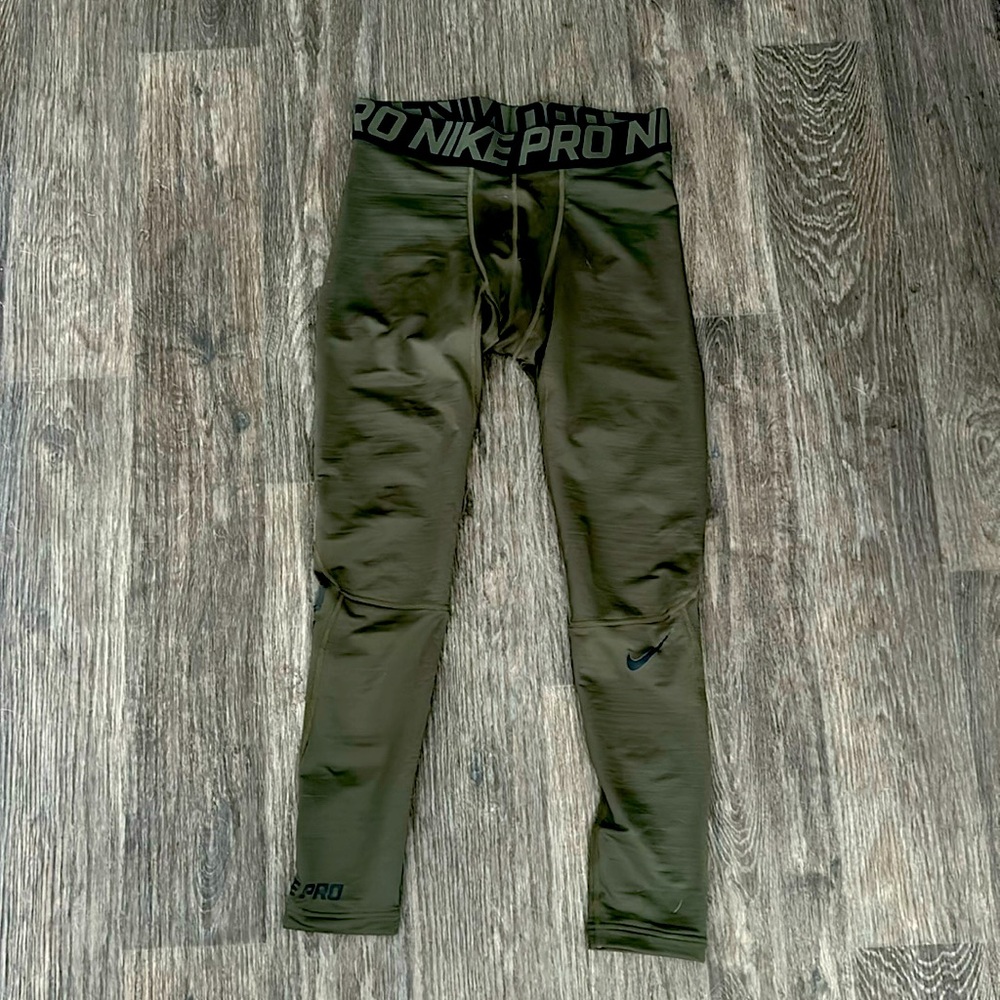 Nike Pro Men’s Compression Green Leggings Sz L